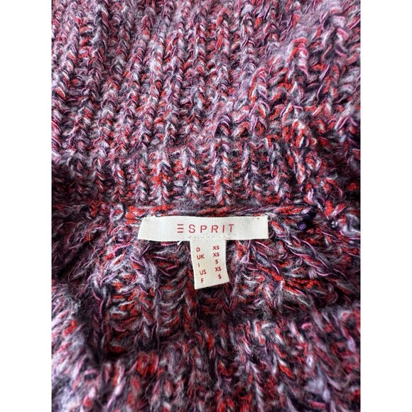 Esprit Womens XS Marled Chunky Knit Sweater Y2K 90s Retro Vibes Red Purple Cozy - Picture 3 of 5